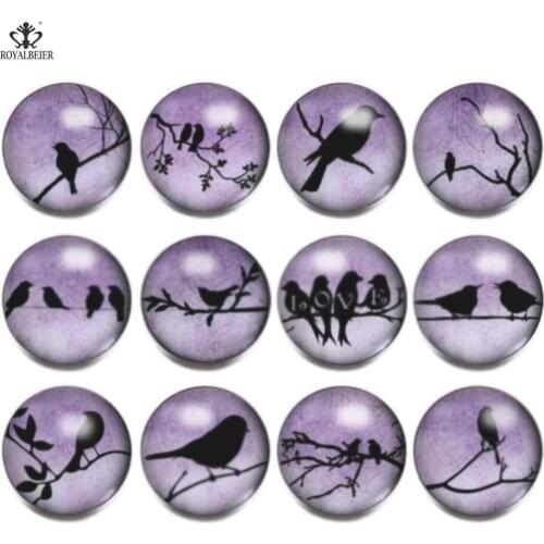 12pcs/lot Love Ballet and Birds Themes Glass Charms 18mm Snap Button Jewelry For 18mm Snaps Bracelet Snap Jewelry KZ1105