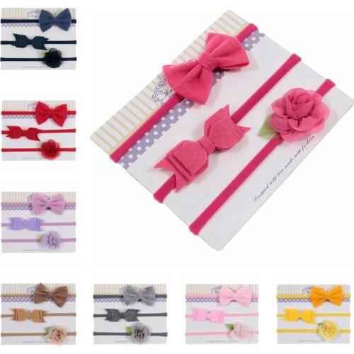 3Pcs/Set Baby Nylon Handmade Bow Flower Hair Band Photography Props Children Headdress Birthday Party Decoration
