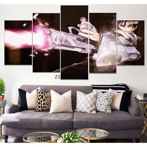 5 Piece Wall Art Canvas Anime Manga Figure Pictures Double Gun Demon Posters And Prints Decoration Paintings For Bedroom Wall