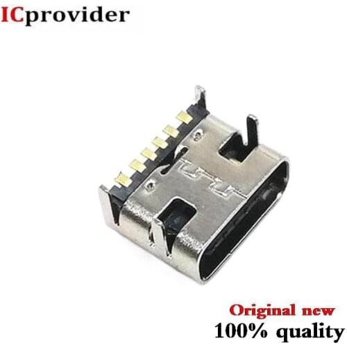 50pcs Micro USB JACK 3.1 Type-C 6pin DIP4 90 degree female Connector For Mobile Phone Charging port Charging Socket