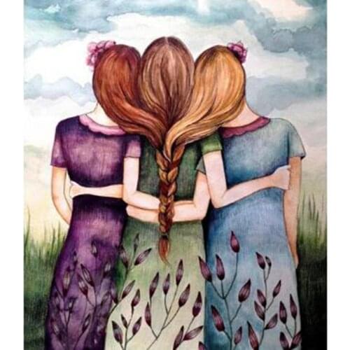 5D DIY Diamond Painting Square Round Diamond Figure Painting Sisters Friendship Picture Embroidery Cross Stitch Home Gift WG2806