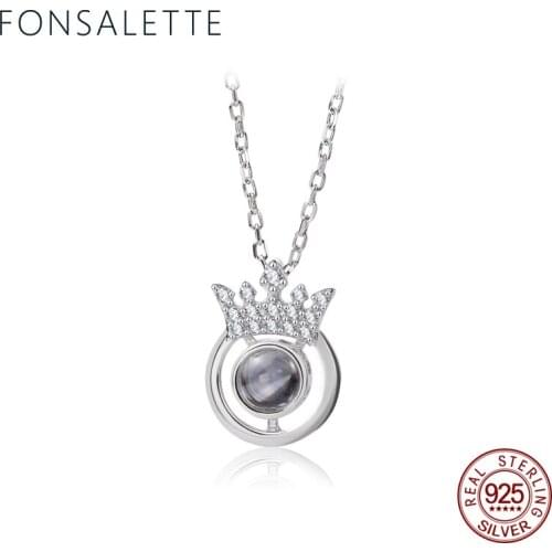 925 Sterling Silver King Queen Crown Necklaces&Pendant Choker Rotatable CZ Necklaces Woman Jewelry Collar Drop Shipping zk40