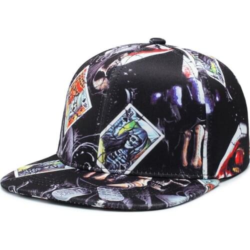 Original Baseball cap men snapback cap brand embroidery Poker printing hip hop cap 6 panel bone linen Skeleton sports hats