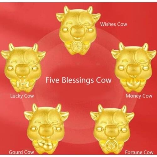 Mascot Five Fortunes Golden Cow Red String Bracelet 2021 Chinese Ox New Year Tradition Zodiac Lucky Blessing Bracelets