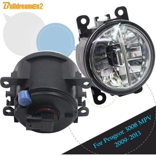 Buildreamen2 Car Accessories LED Lamp Fog Light Daytime Running Lamp DRL White 12V For Peugeot 3008 MPV 2009 2010 2011 2012 2013