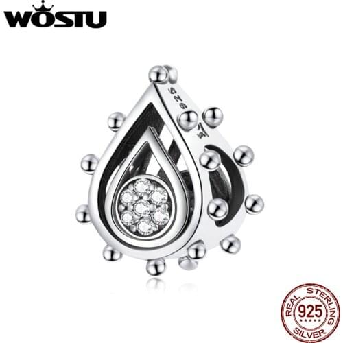 WOSTU Budding Lotus Beads 925 Sterling Silver Flower Charms Pendant Fit DIY Original Bracelet Accessories Fine Jewelry DXC1723