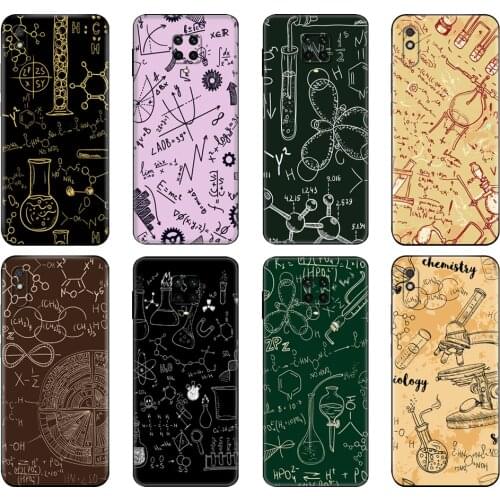 Black tpu Case For Xiaomi Redmi 7A 8 8A 9 9A Case Redmi Note 8T Note 8 Pro T Note 9 9S Pro Vintage Seamless Chemistry Laboratory