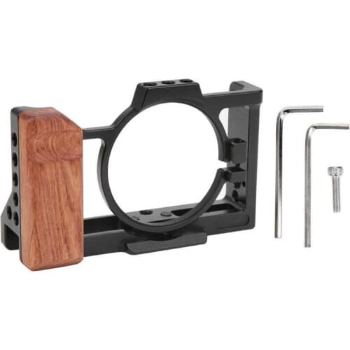 Camera cage Aluminium Alloy Camera Cage Protective Casing Wooden Handle Grip for Sony ZV1 Camera Aluminium Alloy Camera Cage
