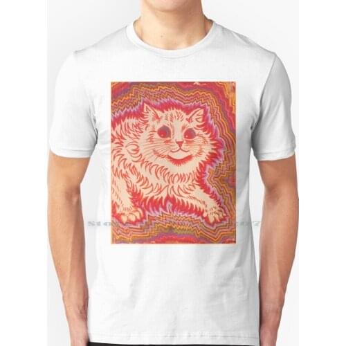 Louis Wain Orange Psychadelic Cat T Shirt 100% Pure Cotton Cat Cats Kittah Kittahs Model Mysterious Madjack Pussy Pussies Louis