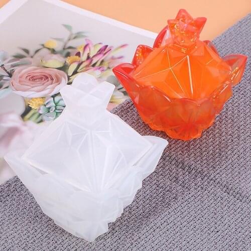 Crystal Epoxy Jewelry Box Resin Silicone Mold Quadrilateral Jewelry Cut Surface Rhombus Storage Box