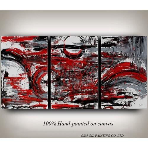 Artist Hand Painted Black And Red Oil Painting On Canvas Abstract Modern Colors Oil Paintings For Living Room Wall Decoration