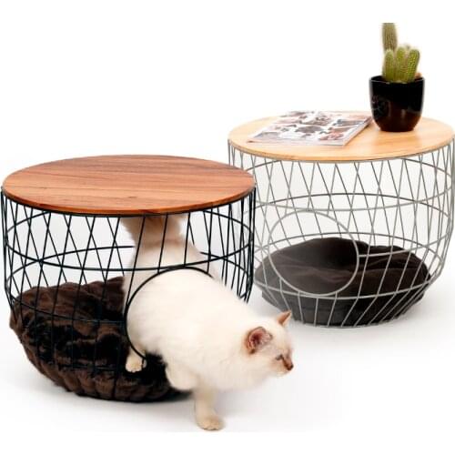Nordic Cat Shared Coffee Table Creative Trending Living Room Small Apartment Side Table Cat Pet Solid Wood Coffee Table Cat Nest