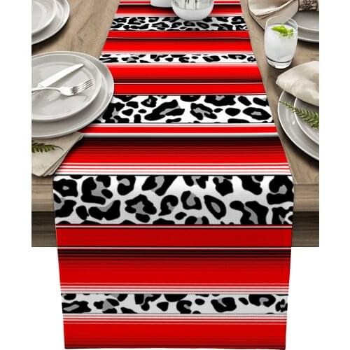 Mexico Stripes Animal Skin Texture Table Runner Luxury Wedding Decoration Table Cover Christmas Decoration Tablecloth