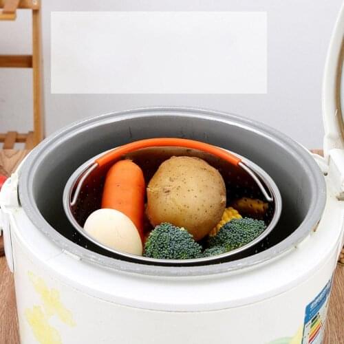 304 Stainless Steel Multi-Function 6L/8L Steamer Rice Washing Basket Strainer Kitchen Pressure Cooker Anti-Scald Silicone Handle