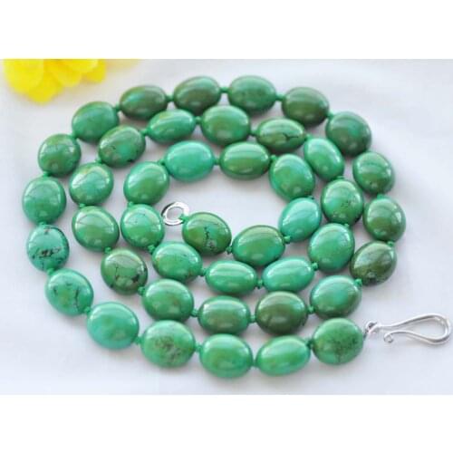 Natural 34" 18mm Green Egg Turquoise Bead Necklace bracelet