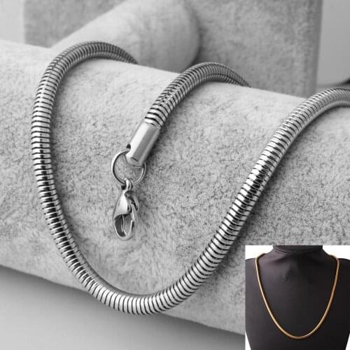 4mm 316L Stainless Steel Mens Necklace Snake Chain Collar Choker Fashion Boy Girl Jewelry Friends Best Gifts Retail Wholesale
