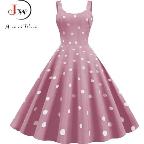 Plus size Sexy Party Dress Women Polka Dot Print Elegant Summer A Line Rockabilly Vintage Midi Dresses Sukienki Robe Femme