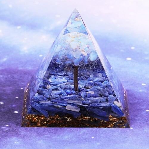 Opal Orgone Pyramid-Tree Of Life Orgonite Pyramid Natural Blue Crystal Orgonite Pyramid Energy Healing Reiki Chakra