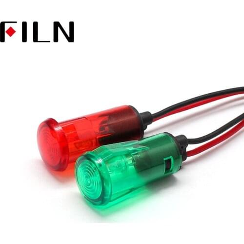 FL1P 13mm 12v 250V plastic indicator light with 20 cm cable on watermark surface