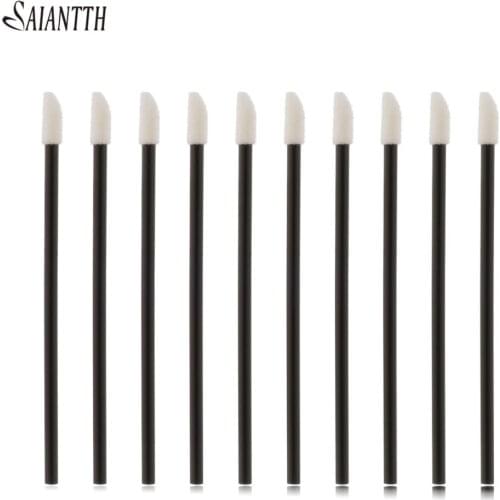 SAIANTTH 50pcs/lot One-time lip brush head Black bar portable mini lipstick brushes makeup tool maquiagem cosmetic beauty makeup