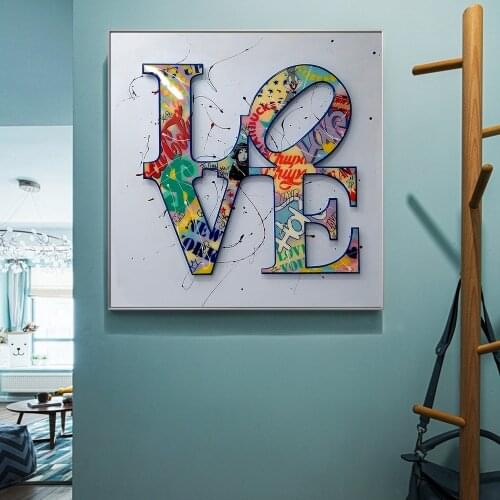 Modern Graffiti Colorful Letter Love Art Canvas Print Painting Abstract Wall Picture Living Room Bedroom Home Decoration Poster