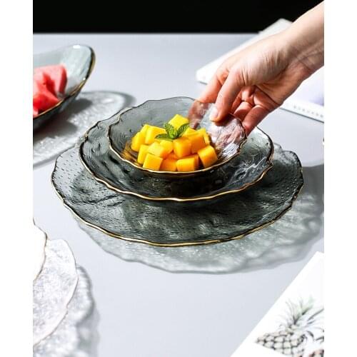 Phnom Penh Glass Fruit Plate Living Room Household Modern Creative Crystal Salad Bowl Dessert