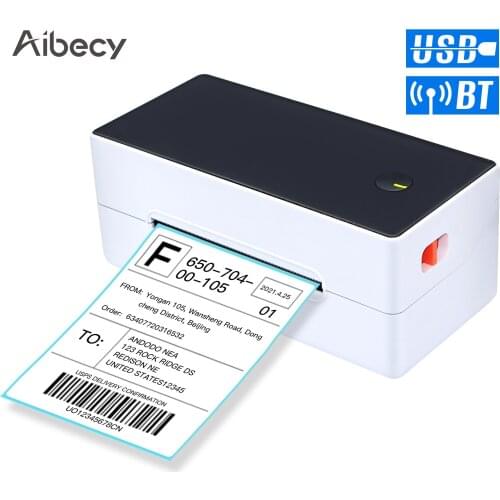 Aibecy Direct Thermal Label Printer Desktop 4x6 Shipping Label Printer USB+BT High Speed Label Maker Sticker 40-120mm PaperWidth