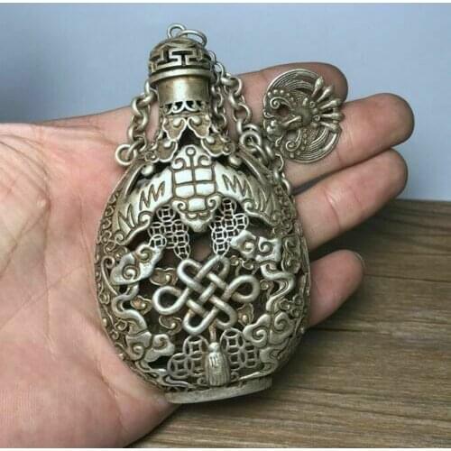 Miao Yin incense sachet hollow-out carved Kirin Silver Pendant for longevity
