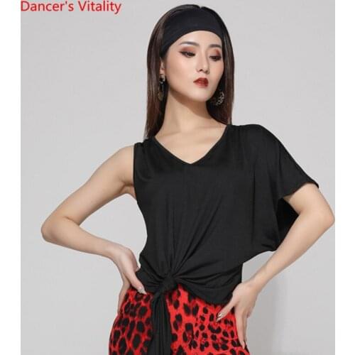 Latin Dance Female elegant V-neck Top Practice Clothes New Sexy Short Sleeve Modern Dancewear Professional Performance Shirt