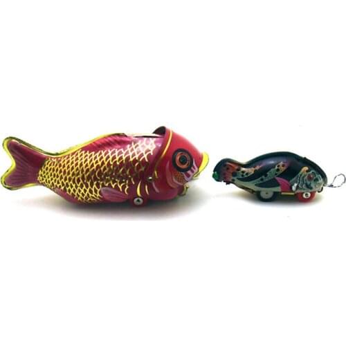 Vintage Clockwork Wind Up Whole eating fish toys Photography Children Kids Adult Fish Tin Toys Classic Toy Christmas Gift