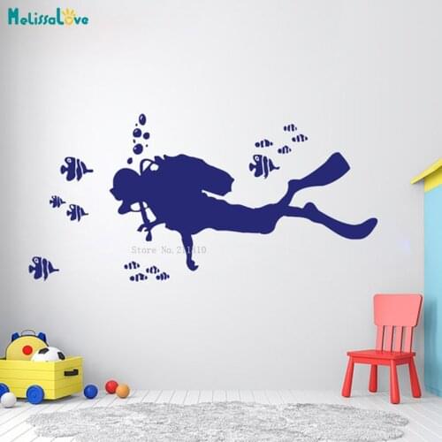 Water Sport Scuba Diving Wall Stickers Diver Decals Removable Home Decoration Ocean Activity Vinyl Murals YT5558