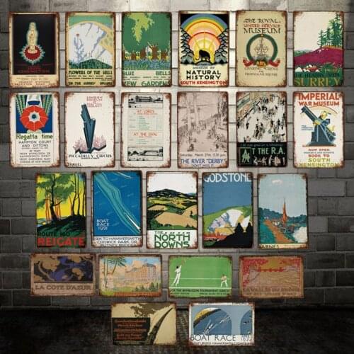 [ WellCraft ] Travel city country Wall Plaque Tin Signs art Retro Painting Personality Custom Reigate Posters Decor LT-1849