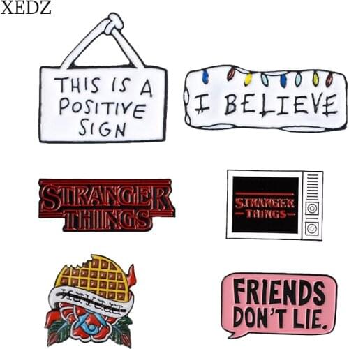 XEDZ New STRANGER THINGS era TV brooch horror red character letter flower sign brooch fashion personality backpack Gothic badge