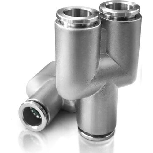 Y-type pneumatic joint three-way stainless steel joint connection quick-plug joint 304PY connection 4 6mm 8mm 10mm 12mm Y-shape