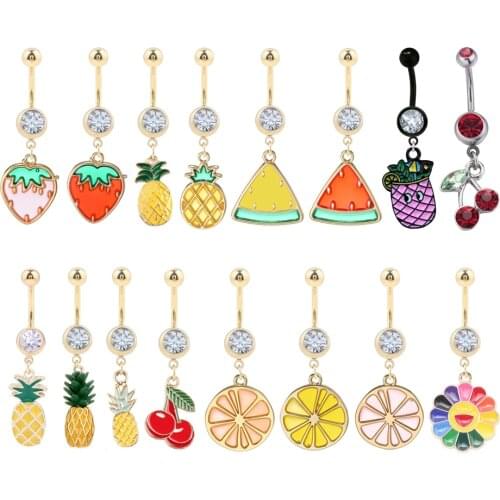 1PC Gold Color Body Piercing Jewelry Steampunk Pineapple Navel Belly Button Ring Bohemian Belly Piercing Body Jewelry For Women