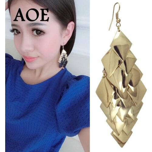 2021 New Fashion Vintage Leaf Earrings For Women Girls Alloy Gold Color Boho Statement Long Dangle Earrings Jewelry Wholesale