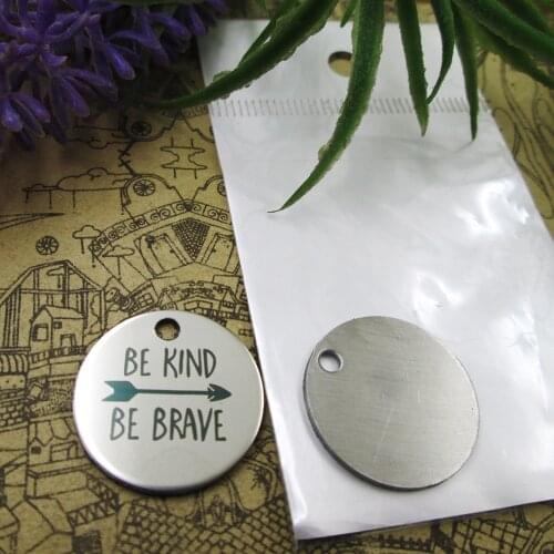 20pcs--"BE KIND BE BRAVE"stainless steel charms 5 styles for choosing DIY Charms for necklace bracelets