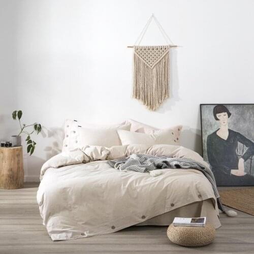 15%Linen 85%Cotton Duvet Cover with 2 Pillowcases 1Bed sheet 4Pcs Ultra Soft Breathable Bedding Comforter Cover Set with Button