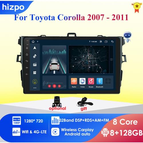 2G+32G 2Din android 10 Car Radio Multimedia Player For Toyota Corolla 2007-2011 WIFI GPS Nav SWC OBD DTV BT USB DVR CAM-IN Video
