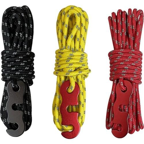 4pcs/Lot Nylon Tent Wind Rope with S-Shaped Hooks Buckle for Outdoor Camping Hiking Survival Parachute Cord Lanyard Sky Curtain