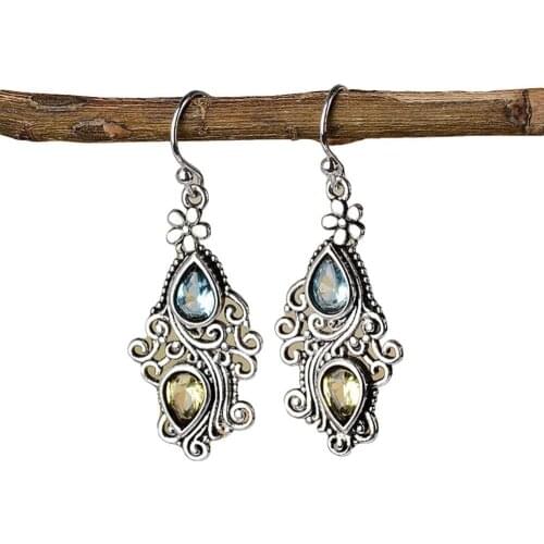 50% Hot Sales!! Vintage Women Water Drop Rhinestone Flower Dangle Hook Earrings Jewelry Gift