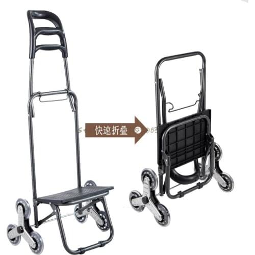 Six-wheel Stair-climbing Stainless Steel Crystal 3-wheel Shopping Cart For The Elderly Grocery Shopping Cart Household Stair-cli
