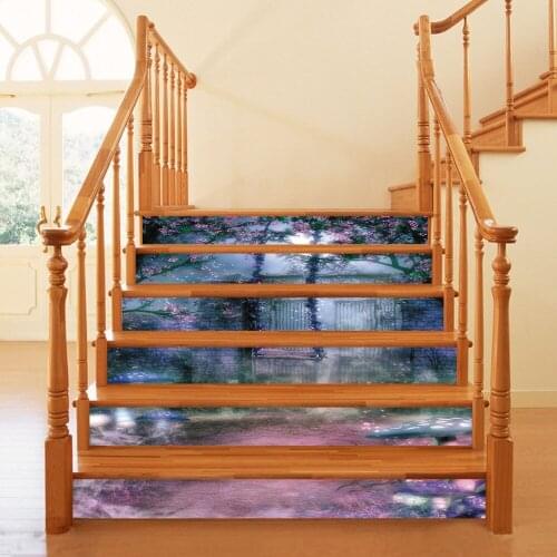 6pcs/set Fairytale Wonderland 3D Stair Stickers Decals Waterproof Removable Home Floor Wall Sticker Kid Home Decoration 18*100cm