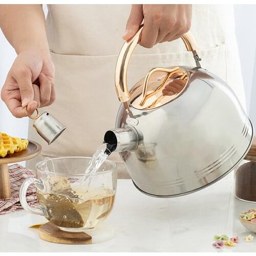 Stainless Steel Whistling Kettle Tea Pot 3L Tea Kettle With Ergonomic Handle Whistling Teapot For Induction Cookers Gas Stoves