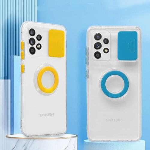 For Samsung Galaxy A52 A72 A32 5G 4G A12 S21 Ultra Plus Case Full Protect Lens Pull Push Camera Protector Clear TPU Cover Funda