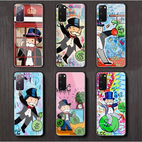 Dollar Monopoly Phone Case for Samsung Galaxy S20 FE S10 Plus S21 Ultra S9 S8 Plus Tempered Glass Cover Coque Bumper