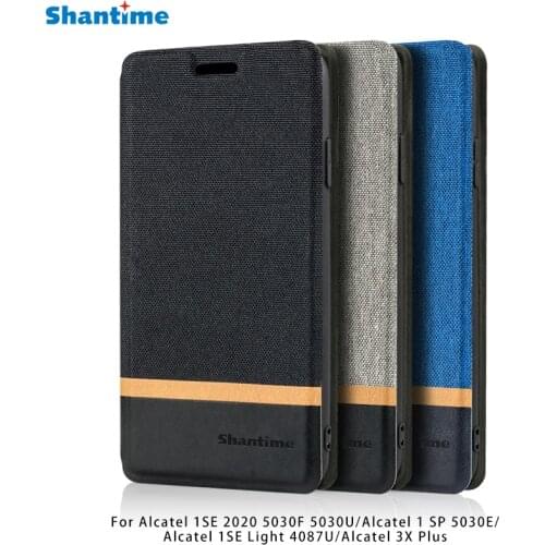 Canvas PU Leather Phone Case For Alcatel 1SE 2020 5030F 5030U Flip Case For Alcatel 1 SP 5030E 1SE Light 4087U Case Back Cover
