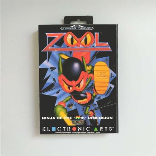 Zool - EUR Cover With Box 16 Bit MD Game Card for Sega Megadrive Genesis Video Game Console