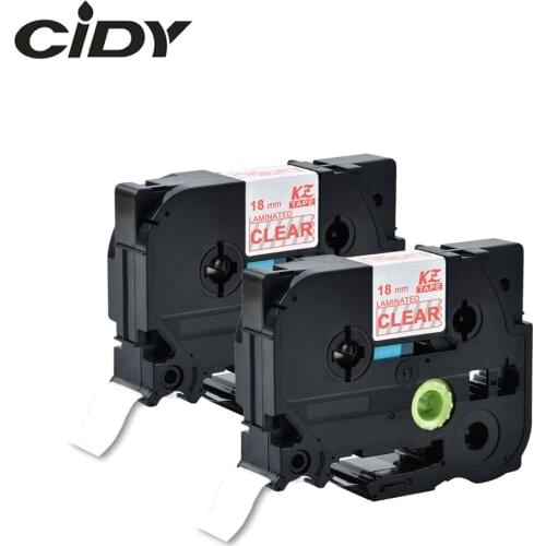 Cidy 2pcs TZE142 TZ-142 tze 142 tz142 tz 142 for Brother Red on Clear 18mm laminated Compatible Label Tapes