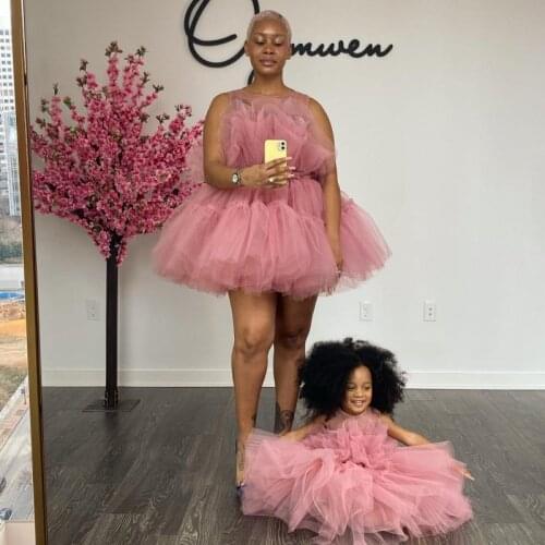 Extra Puffy Short Tulle Dresses Birthday Photography Shoot Tulle Dress Mother & Kids Formal Dress Gowns For Party